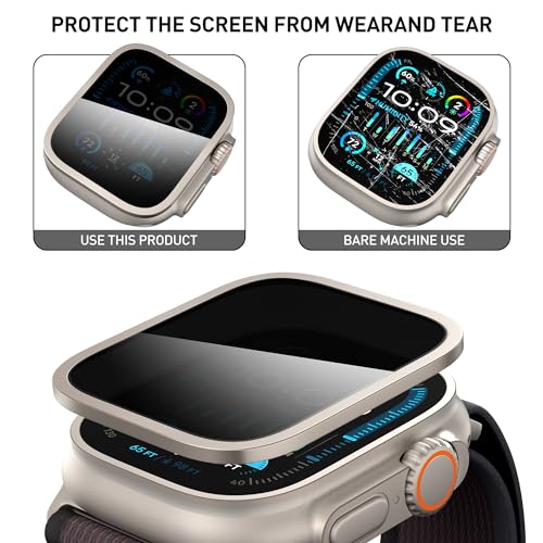 Suoman 2-Pack for Apple Watch Ultra 3/2/1 49mm Privacy Screen Protector, [Anti-peeping] Tempered Glass Ultra-Thin Full Coverage protective film -Titanium+Titanium - color: Privacy-Titanium+Titanium