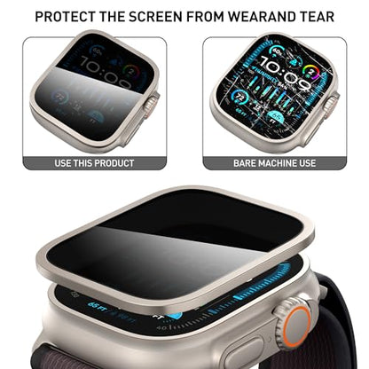 Suoman 2-Pack for Apple Watch Ultra 3/2/1 49mm Privacy Screen Protector, [Anti-peeping] Tempered Glass Ultra-Thin Full Coverage protective film -Titanium+Titanium - color: Privacy-Titanium+Titanium
