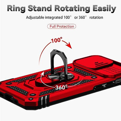 for iPhone 12/ iPhone 12 Pro Case with Camera Lens Cover, Red | HD Screen Protector, 16 FT Military Grade Drop Protection, Magnetic Kickstand Rugged Shockproof Protective Cove - color: Red