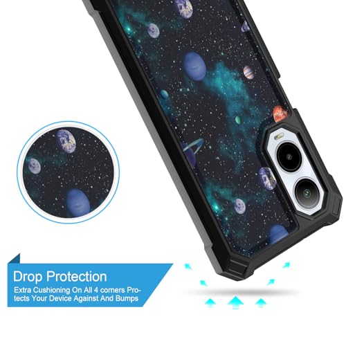 for Cricket Debut S3 Phone Case (U572AC)/AT&T Vista 2 (U572AA) w/[Built-in Screen Protector] Dual Layer Shockproof[Military-Grade][Full-Body]Protective Cover For Teen Women Man Space Star Moon Planet - color: BLD IN PLANET