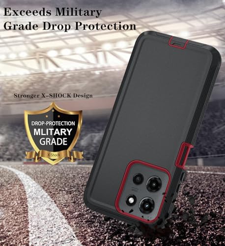 Qinmay Phone Case for Motorola Moto G 2025/Moto G Play 5G 2025 Case with HD Screen Protector, Heavy Duty Shockproof & Dropproof 3-Layer Cover Phone Case,BalckRed - color: BlackRed
