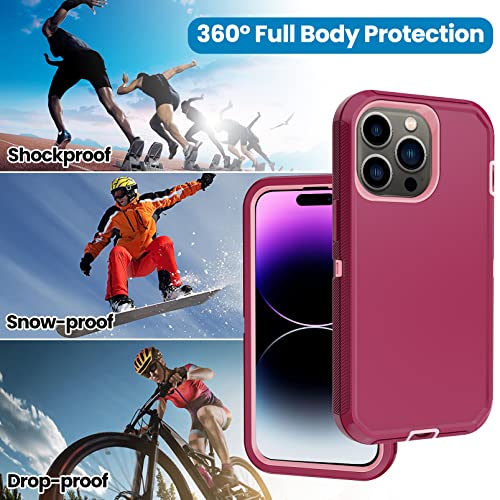 for iPhone 14 Pro Max Case with 2 Screen Protector,Heavy Duty Shockproof Drop Protection Rugged 3-Layer Military Tough Durable Protective Cover for Apple iPhone 14 Pro Max6.7 (Burgundy) - color: Burgundy