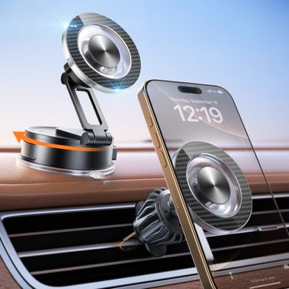SUPERONE Magnetic Car Phone Holder for MagSafe,360° Vacuum Mount for iPhone - color: Matte Black