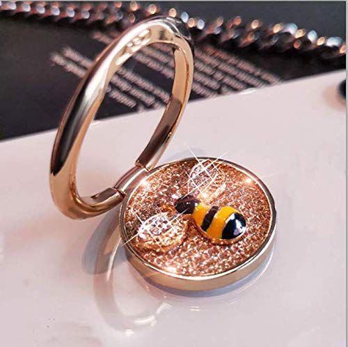 Fashion bee Pattern Cell Phone Ring Holder, Bling Diamond 360° Rotating Finger Kickstand Back Stand Hand Grip Compatible with iPhone13 pro max,Samsung s21 iPhone 12 (Gold) - color: Gold