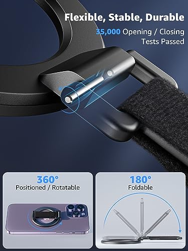 SUPERONE for MagSafe Phone Grip with Soft Finger Strap & Magnetic Kickstand - color: Black