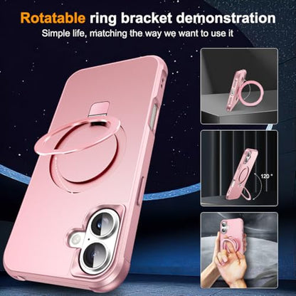 SKYLMW Compatible with iPhone 16 Plus Case with Stand,Rose Gold - color: Rose Gold, size: iPhone 16 Plus