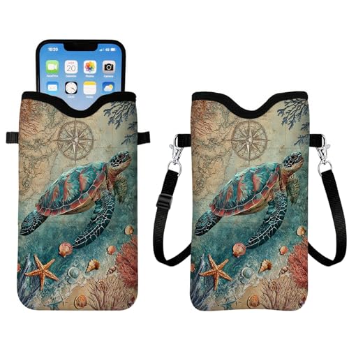 Small Crossbody Bag for Women - Neoprene Cell Phone Sleeve Pouch Case Bags, Lightweight Sleeve with Strap/Neck Lanyard, Turtle Cell Phone Bag Gifts for Christmas Birthday 7.1 X 3.9 inch - color: Turtle1
