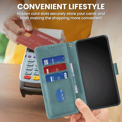 Wallet Case for Motorola Moto G Power (2025), Green | RFID Blocking, Magnetic Closure, Card Holder, Kickstand, Shockproof Flip Cover - color: Green