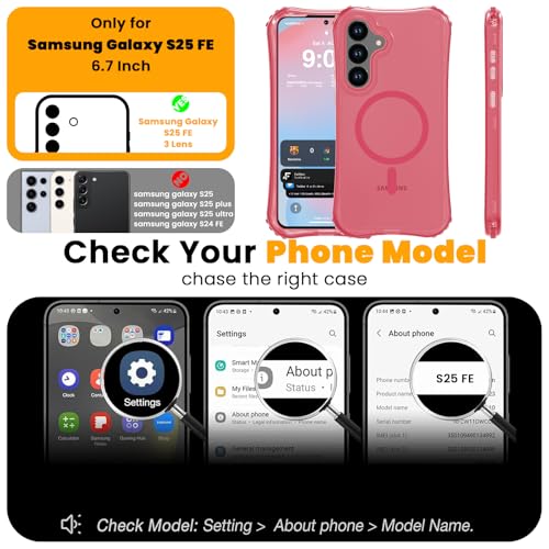 WRJ Magnetic Matte for Samsung Galaxy S26 FE Case,Samsung S25 FE Case [Fit for MagSafe][Military Grade Drop Protection] Translucent Shockproof Protective Phone Case-Peach Pink - color: Peach Pink, style: Matte