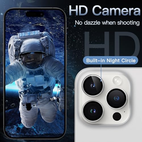 JETech Camera Lens Protector for iPhone 15 Pro/15 Pro Max, White, 1 Set - color: White