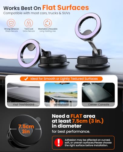 Magnetic Car Phone Holder, for MagSafe Car Mount, Nano Gel Suction - color: Purple
