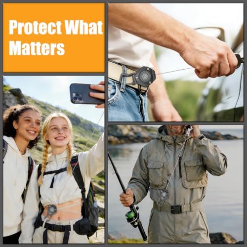 Oaridey Magnetic Anti Theft Phone Strap, Retractable Steel Cell Phone Lanyard with Heavy Duty Carabiner and 360° Metal Phone Tether Tab For Skiing, Hiking, Fishing, Concert and Traveling, 4 Packs - color: 4 Packs