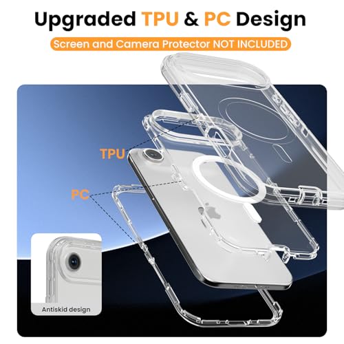 Follaroma Magnetic for iPhone 17 Air Case,Heavy Duty Phone Cases,Clear,6.5" | Compatible with MagSafe, Heavy Duty Shock proof Protection, Military-Grade Anti-Drop, Dual Layer Transparent Protective Cover - color: Clear, size: iPhone 17 Air 6.5''