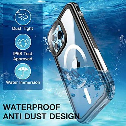 AICase Waterproof Case for iPhone 13 Pro max(6.7") with MagSafe Support Snowproof,Dustproof and Shockproof, IP68 Certified Full Body Protection Fully Sealed Underwater Cover for iPhone 13 Pro max - color: Waterproof magsafe