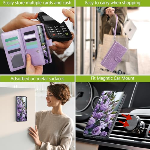 Varikke for Galaxy S25 FE Wallet Case Magnetic Detachable, Light Purple - color: Light Purple, size: Galaxy S25 FE 6.7"