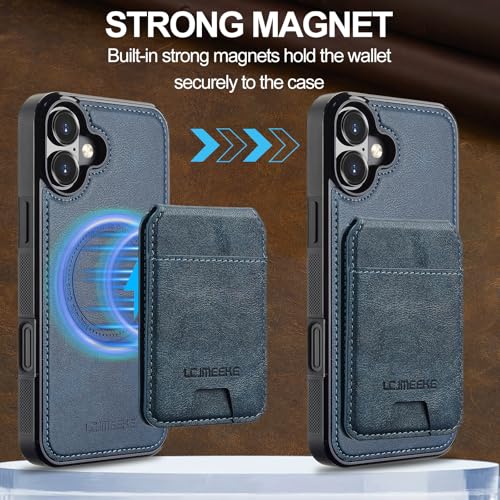 L3 2 in 1 Detachable Leather Wallet and Phone Cases Compatible with iPhone 17 Case with Card Holder RFID Blocking, Compatible with Magsafe Charging 6.3 Kickstand (Blue, IP 17) - color: Blue, size: 6.3 inches