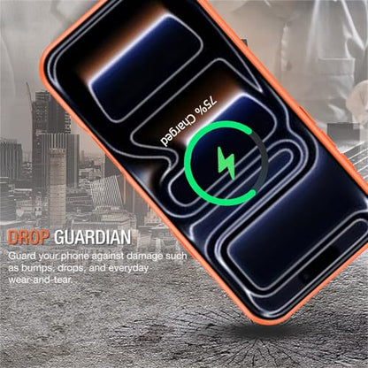 Battery Case for iPhone 17 Pro, Enhanced 10000mAh Portable Protective Wireless Charging Case Support Carplay Compatible with iPhone 17 Pro (6.3 inch) Rechargeable Extended Battery Charger Case-Orange - size: iPhone 17 Pro