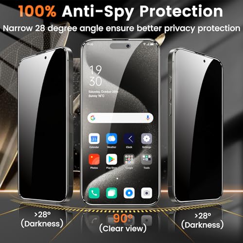 Lesakit 4+4 Pack Privacy Screen Protector for iPhone 15 Pro Max 6.7-Inch with 4 Pack Camera Lens Protector, Anti Spy Tempered Glass Film 9H Hardness Case Friendly - size: iPhone 15 Pro Max