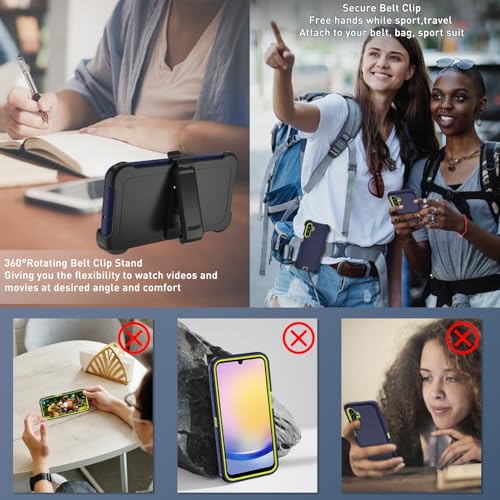 for Samsung Galaxy A16 5G case,A16 5G Heavy Duty case,with A Tempered Glass Screen Protector, [Military Grade Protective ] [Shockproof] [Dropproof] [Dust-Proof] (with Belt Clip-Blue Green) - color: with Belt Clip-Blue Green