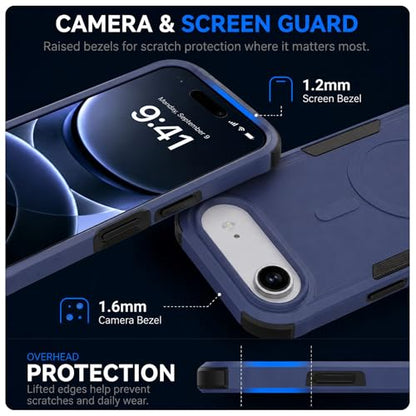 LOOXER® Heavy Duty Rugged Magnetic Case for iPhone 17 Air (6.5”) | Military Grade Shockproof Protection,MagSafe Compatible+ Tempered Glass Included (Blue, 17 Air) - color: Blue, size: 17 Air