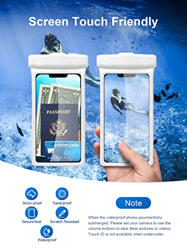 wellhouse Waterproof Phone Pouch, Waterproof Phone Case for iPhone 17 16 15 14 13 Pro Max XS Samsung, IPX8 3D Cellphone Dry Bag Beach Essentials (1 Pack -Earl White 7 inch) - color: 1 Pack -Earl White 7 inch