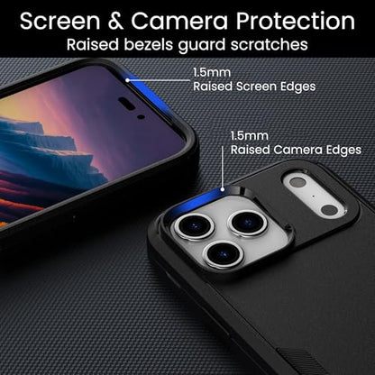 MXX for iPhone 17 Pro Case, Heavy Duty 3 in 1 Wing Design Protective Cover with MagSafe, Phone Case 2025 (Black) - color: Black, size: iPhone 17 Pro