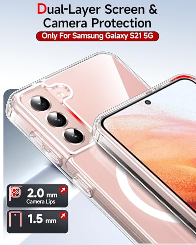 LeYi for Galaxy S21 Phone Case: [Mag-Safe Fit] with Raised Camera Guard, Matte Translucent Slim Translucent Soft-Touch Protective para Samsung S21 5G Case, Clear - color: Clear, size: Galaxy S21 (6.2 Inch)