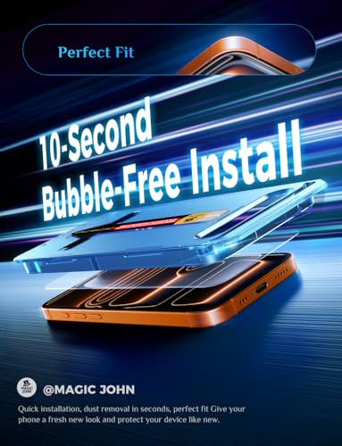 MAGIC JOHN for iPhone 17 Pro Max Screen Protector Tempered Glass 6.9 inch | 2Pack, Auto Dust-Elimination, Easy Installation, Bubble Free, HD Clear - size: iPhone 17 Pro Max 6.9inch