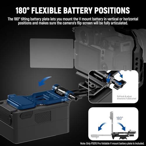 NEEWER Foldable V Mount Battery Plate with Arca Type Baseplate, PS015 PRO