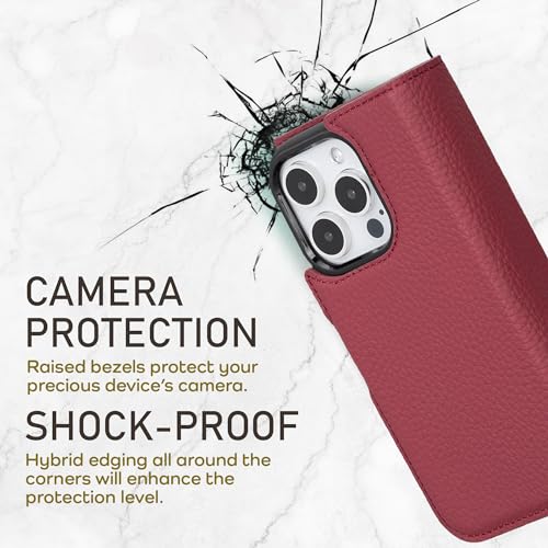 Bayelon Wallet Case for iPhone 15 Pro Max, Trifold Leather Wallet, Detachable Magnetic Flip Folio Cover, Card Holder, iPhone 15 Pro Max Wallet Case, MagSafe Compatible, RFID Blocking (Burgundy) - color: Burgundy, size: iPhone 15 Pro Max