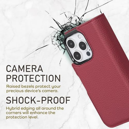 Bayelon Wallet Case for iPhone 15 Pro Max, Trifold Leather Wallet, Detachable Magnetic Flip Folio Cover, Card Holder, iPhone 15 Pro Max Wallet Case, MagSafe Compatible, RFID Blocking (Burgundy) - color: Burgundy, size: iPhone 15 Pro Max