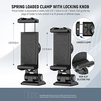NEEWER Metal Phone Tripod Mount Adapter with Arca QR Base, Cold Shoe