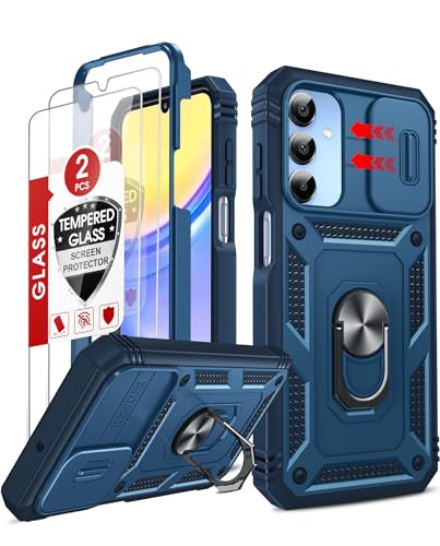 LeYi Cell Phone Case Cover Galaxy A15 5G and Screen Protector, Smartphone Case Galaxy A15 5G Cell Phone Accessories, Magnetic Stand, Shock Proof Funda para Smart A 15 5G, Blue - color: Blue, size: Galaxy A15 (6.5'')