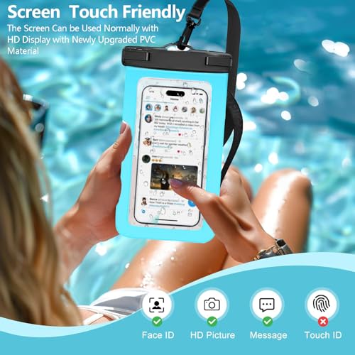Waterproof Phone Pouch IPX8 Universal Waterproof Case Dry Bag Phone Protector for iPhone 17/16/15/14 Pro Max Plus XS XR X8 Galaxy S25 S24 Pixel Up to 8.4" - color: Black & Blue