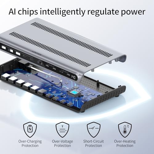 Unitek 140W 10-Port USB C Charging Station with Digital Display