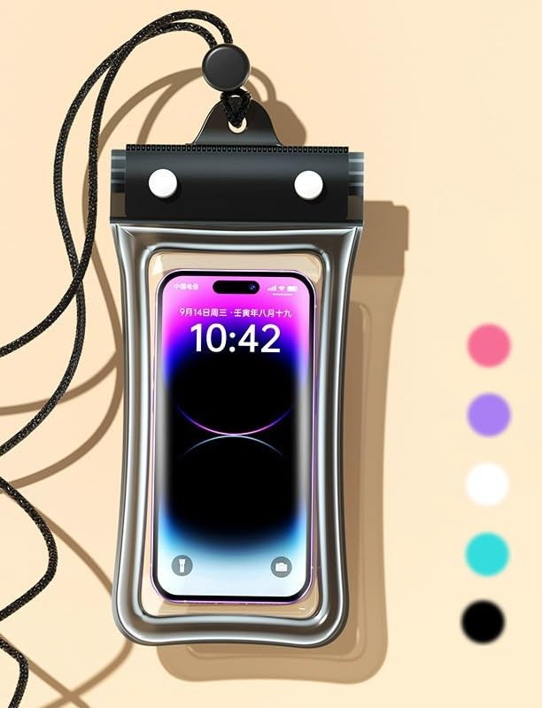 Waterproof Phone Pouch,Floatable Waterproof Phone Pouch with Touchscreen,Universal IPX8 Waterproof Cell Phone Case,Underwater Photography,for Swimming,Rafting,Diving,for All Models (Black) - color: black