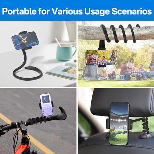 Portable Stroller Phone Holder Mount for Baby and Parent to One Hand Operation - Flexible Phone Holder for Stroller Handlebar with Angle Adjustable Fits Most 3.5" - 7.5" Cellphones