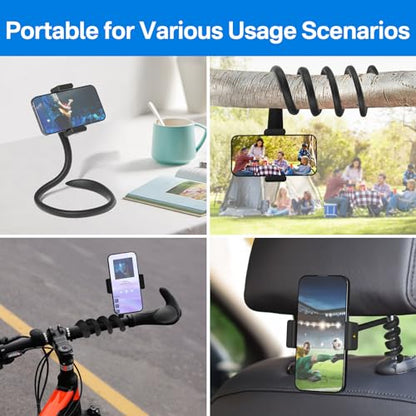 Portable Stroller Phone Holder Mount for Baby and Parent to One Hand Operation - Flexible Phone Holder for Stroller Handlebar with Angle Adjustable Fits Most 3.5" - 7.5" Cellphones