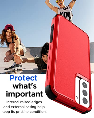 AICase for Galaxy S22 Case,Heavy Duty Rugged Pocket-Friendly Phone Case,Durable Military Grade Protection Shockproof/Drop Proof/Dust-Proof Protective Cover for Samsung Galaxy S22 6.1“ (Red/Black) - color: Red/Black Case