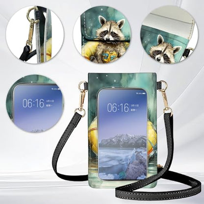 for Women Cell Phone Purse,with Touchscreen Cell Phone Purse,PU Leather Shoulder Bag Waterproof Phone Wallet Case with Clear Touch Screen Window up to 6.7 inch Smartphone, - color: Cute Bear Forest -155