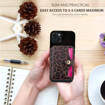 M-Plateau Credit Card Holder For Cell Phone With Slim Adhesive - color: Leopard Print