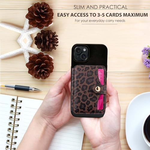 M-Plateau Credit Card Holder For Cell Phone With Slim Adhesive - color: Leopard Print