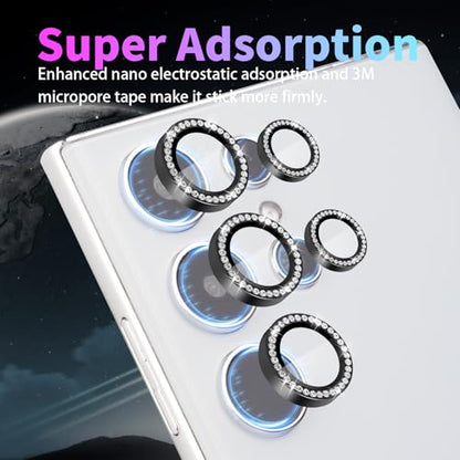Camera Lens Protector for Samsung Galaxy S24 Ultra, Diamond Black - color: Diamond Black