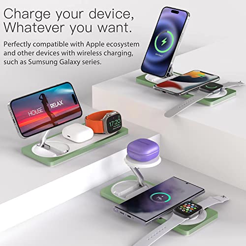PETINO 3 in 1 Wireless Charging Station for Apple Devices with MagSafe - color: Sprout Green