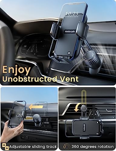 2026 Car Phone Holder [Never Blocking Vent] with Wide Clamp - color: Black