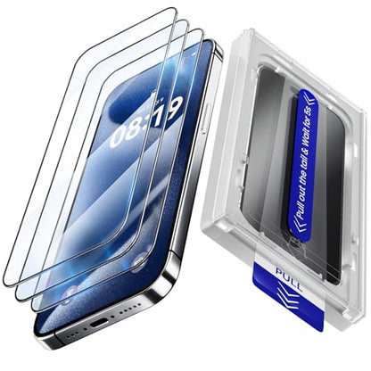 3 Pack Tempered Glass Screen Protector for iPhone 16 Pro 6.3 Inch, 9H Hardness HD Original Touch Sensitivity with Auto Alignment kit, Bubble Free, Case Friendly - color: 16 Pro -HD