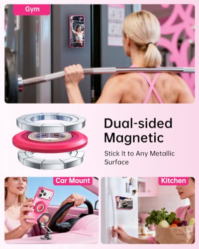 SYNCWIRE Magnetic Phone Ring Holder, for MagSafe Phone Grip Stand Kickstand - color: Berry Crush
