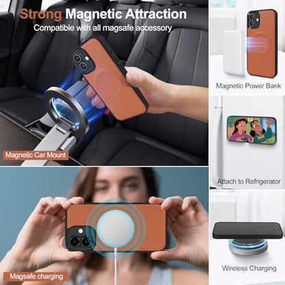 Magnetic Case for iPhone 16 Plus Wallet Compatible with Magsafe RFID Blocking Card Holder Detachable Phone Cover Kickstand Snap Strap Zipper Pocket PU Leather 6.7 inch 2024 (Brown) - color: Brown, size: iPhone 16 Plus