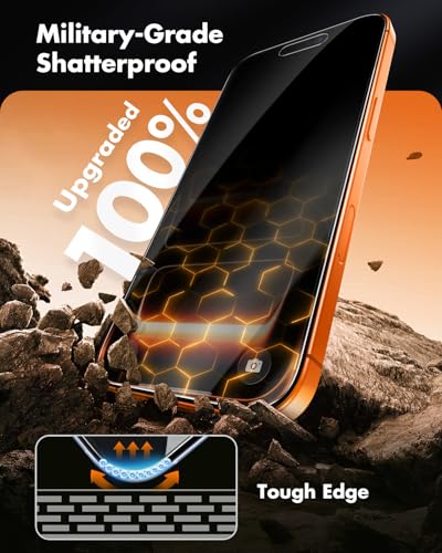 UNBREAKcable for iPhone 17 Pro Max Privacy Screen Protector QuickSet Box, 25° Anti-Spy Tempered Glass, 9H+ Hardness, Case-Friendly, Bubble-Free, Anti-Fingerprint, for Apple ProMax - 2 Pack 6.9" - size: iPhone 17 Pro Max