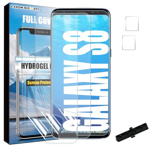 LOOKSEVEN 3 Hydrogel Films + 2 Tempered Glass Lens Protector For Galaxy S8 - size: S8